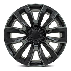 22x9 Aluminum Wheel with 6x5.5 Bolt Pattern - Gloss Black Machine Face w/Dark Tint and Satin Black Inserts
