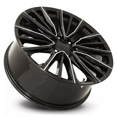 22x9 Aluminum Wheel with 6x5.5 Bolt Pattern - Gloss Black Balled Milled