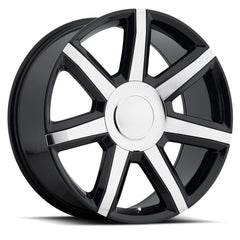 22x9 Aluminum Wheel with 6x5.5 Bolt Pattern - Gloss Black with Chrome Inserts