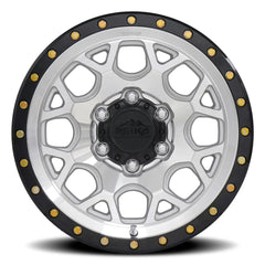 17x8.5 Aluminum Wheel with 6x120 Bolt Pattern - Machined / Gloss Black Ring