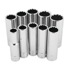 Wilmar Hand Tools 10 pc. 3/8" Dr. 12pt Met Deep Socket Set
