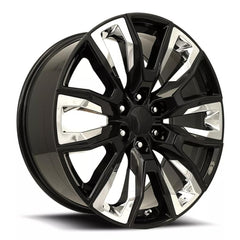 22x9 Aluminum Wheel with 6x5.5 Bolt Pattern - Gloss Black with Chrome Inserts