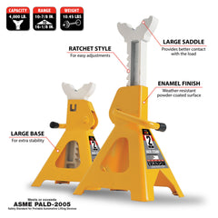 Wilmar Hand Tools 2 Ton Jack Stands (1 pair)
