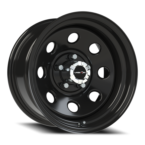 15X8 Gloss Black wheel with bolt pattern of 5-4.75 (5-120.65)