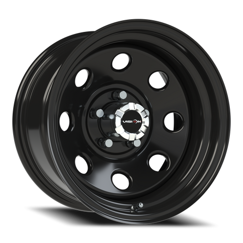 15X8 Gloss Black wheel with bolt pattern of 5-4.5 (5-114.3)
