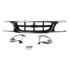 EXPLORER 95-01 GRILLE, Plastic, Chrome Shell/Silver Gray Insert, w/ Headlight Doors
