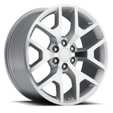 22x9 Aluminum Wheel with 6x5 Bolt Pattern - Silver Machine Face