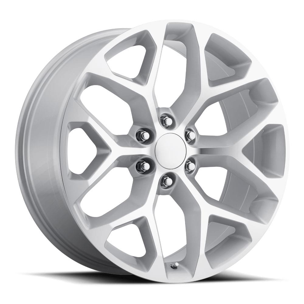 24x10 Aluminum Wheel with 6x5.5 Bolt Pattern - Silver Machine Face