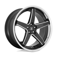 20X10.5 GLOSS BLACK MILLED WITH CHROME LIP 38MM Asanti Black Wheel