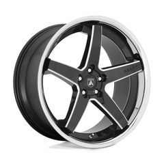 20X10.5 GLOSS BLACK MILLED WITH CHROME LIP 38MM Asanti Black Wheel