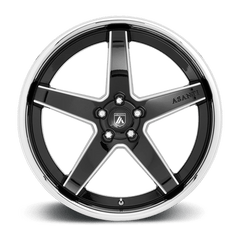 20X10.5 GLOSS BLACK MILLED WITH CHROME LIP 38MM Asanti Black Wheel
