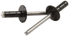 Rivet, Multi-Grip, 1/2 in Head, 3/16 in Steel Mandrel, 1/16-3/8 in Grip Range, Aluminum, Black Paint, Set of 250