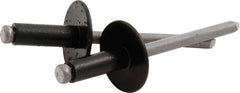 Rivet, 5/8 in Head, 3/16 in Steel Mandrel, 1/4-3/8 in Grip Range, Aluminum, Black Paint, Set of 250