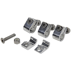 Line Clamp, 2-Piece, 3/8 in ID, Aluminum, Polished, Set of 4