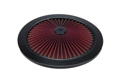 Air Cleaner Lid, 14 in Round, Filtered, Red Filter, Steel, Black Paint, Each