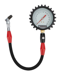 Tire Pressure Gauge, Glow in the Dark, 0-15 psi, Analog, 4 in Diameter, White Face, 1/2 lb Increments, Each