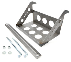 Battery Tray, Lightweight, 12 in Length x 7.25 in Wide, Frame Hooks, Hardware Included, Steel, Natural, Kit