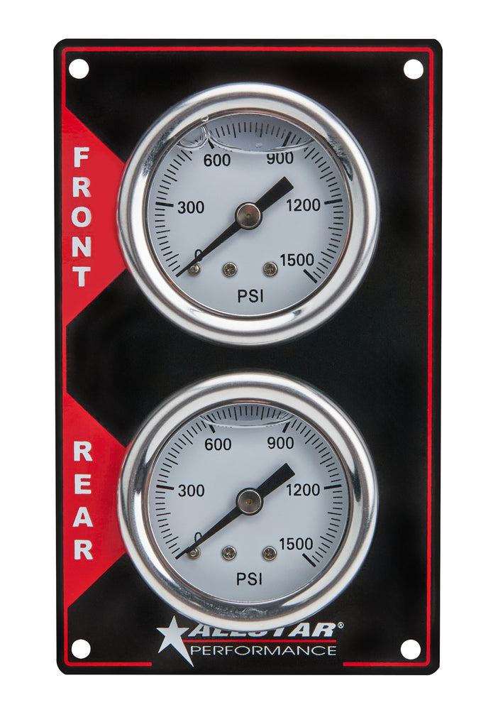 Brake Bias Gauge, Dual Gauge, 0-1000 psi, Mechanical, Analog, 1-1/2 in Diameter, White Face, Vertical Panel, Aluminum, Kit