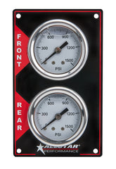 Brake Bias Gauge, Dual Gauge, 0-1000 psi, Mechanical, Analog, 1-1/2 in Diameter, White Face, Vertical Panel, Aluminum, Kit
