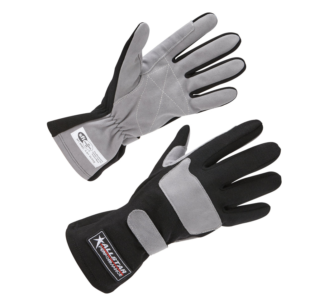 Driving Gloves, SFI 3.3/1, Single Layer, Aramid / Suede, Black / Gray, Large, Pair