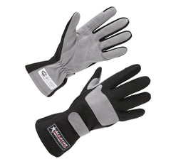 Driving Gloves, SFI 3.3/1, Single Layer, Aramid / Suede, Black / Gray, Large, Pair