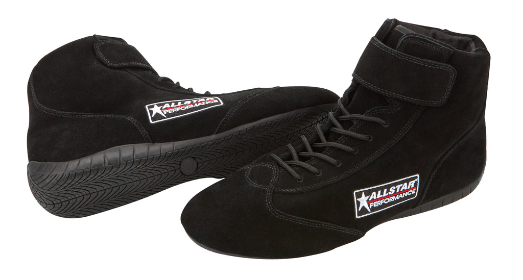 Driving Shoe, Mid-Top, SFI 3.3/5, Suede Outer, Fire Retardant Cotton Inner, Black, Size 12, Pair