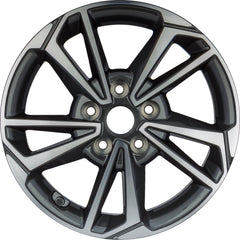  16x6.5 Factory Replacement New Alloy Wheel for 2022-2024 Kia Forte with 10 Spoke Machined Face with Painted Grey Pockets