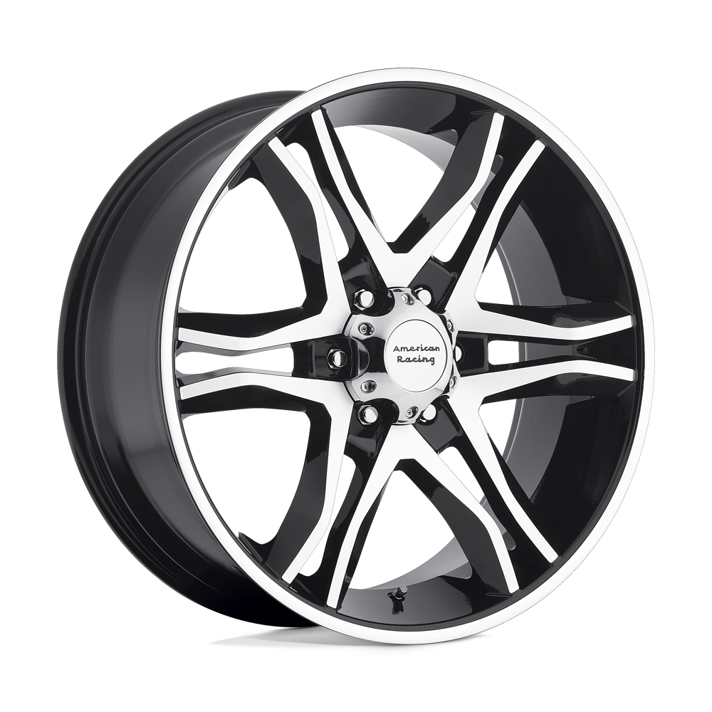 18X8.5 GLOSS BLACK MACHINED 30MM American Racing Wheel