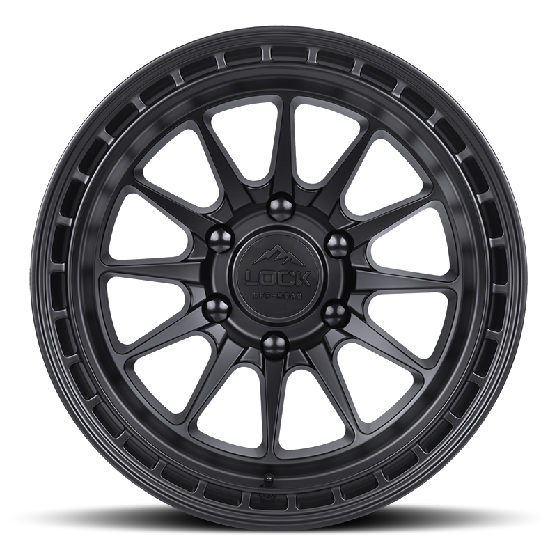 Lock Offroad Combat 20x9 5x127 0et 71.5 Matte Black w/ Matte Black Ring Wheel