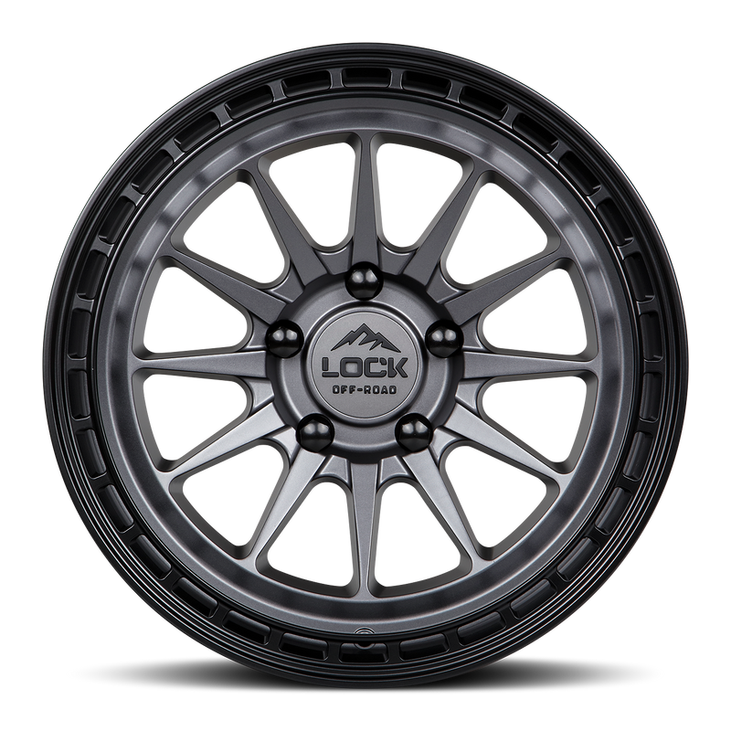Lock Offroad Baja 17x9 5x127 0et 71.5 Matte Gray w/ Matte Black Ring Wheel
