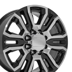 20x8.5 Replica Wheel CV70B fits GMC Sierra 2500 3500 HD Denali - Black Machined