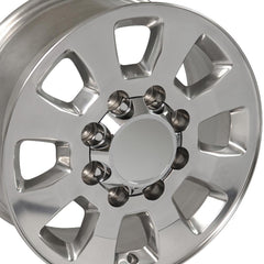 18" Replica Wheel fits GMC Sierra - CV75B Polished 18x8- Design One with lug nuts |Chrome - GM/Ram/Dodge Factory Style - Set of 32 - 14x1.5mm - 7/8" Hex