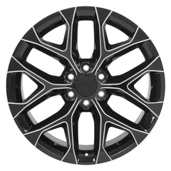 22x9 Replica Wheel CV98B fits Chevy Silverado - Black with Milled Edge