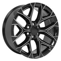 22x9 Replica Wheel CV98B fits Chevy Silverado - Black with Milled Edge