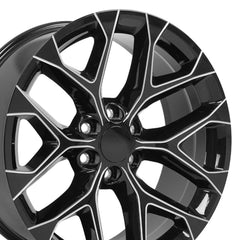 22x9 Replica Wheel CV98B fits Chevy Silverado - Black with Milled Edge