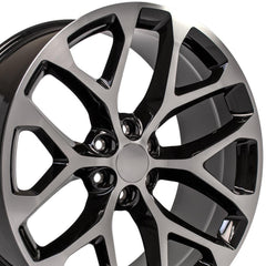 24x10 Replica Wheel CV98B fits Chevy Silverado - Black Machined
