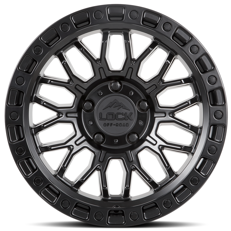 Lock Offroad Combat 17x9 5x127 +1et 71.5 Matte Black w/ Matte Black Ring Wheel
