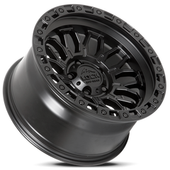 Lock Offroad Combat 17x9 5x127 +1et 71.5 Matte Black w/ Matte Black Ring Wheel