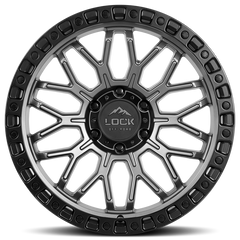 Lock Offroad Combat 17x9 5x127 +1et 71.5 Matte Gray w/ Matte Black Ring Wheel