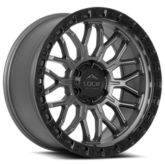 Lock Offroad Combat 17x9 5x127 +1et 71.5 Matte Gray w/ Matte Black Ring Wheel