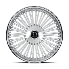 Dolce Luxury Razzo 24x10 6x139.7 +25et 66.6 Glossy Silver Brush Face Stainless Lip Wheel