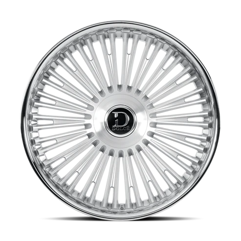 Dolce Luxury Razzo 22x9.5 6x135/6x139.7 +35et 106.2 Glossy Silver Brush Face Stainless Lip Wheel
