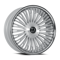Dolce Luxury Razzo 24x10 6x139.7 +35et 66.6 Glossy Silver Brush Face Stainless Lip Wheel