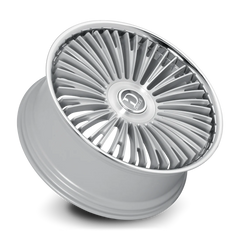 Dolce Luxury Razzo 24x10 6x139.7 +35et 66.6 Glossy Silver Brush Face Stainless Lip Wheel