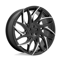20X9 GLOSS BLACK WITH MACHINED SPOKES 35MM DUB 1PC Wheel