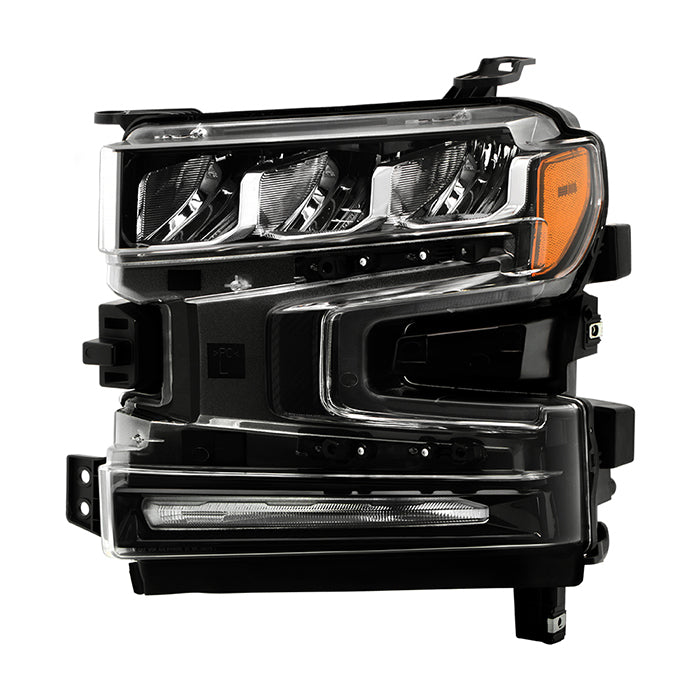Chevrolet Silverado 2019 - 2021  Spyder HD-JH-CSIL19-FLED-OE-L - Driver Side Black Factory Style LED Headlight with DRL