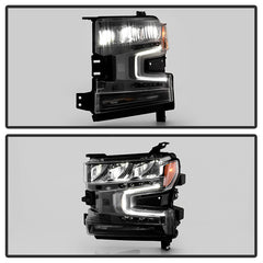 Chevrolet Silverado 2019 - 2021  Spyder HD-JH-CSIL19-FLED-OE-L - Driver Side Black Factory Style LED Headlight with DRL