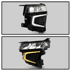 Chevrolet Tahoe/Suburban 2021 - 2023  Spyder HD-JH-CSUB21-FLED-OE-L - Driver Side Black Factory Style LED Headlight