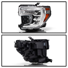 GMC Sierra 2019 - 2022  Spyder HD-JH-GSIE19-FLED-OE-L - Driver Side Chrome Factory Style DRL Bar LED Headlight