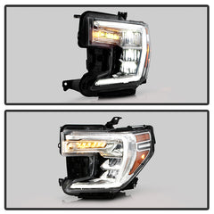 GMC Sierra 2019 - 2022  Spyder HD-JH-GSIE19-FLED-OE-L - Driver Side Chrome Factory Style DRL Bar LED Headlight